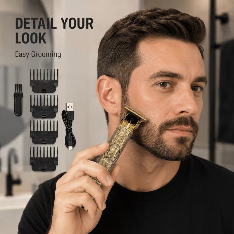 **Professional T9 Hair Trimmer – Cordless Electric Hair Clipper for Men, Beard & Hair Grooming**