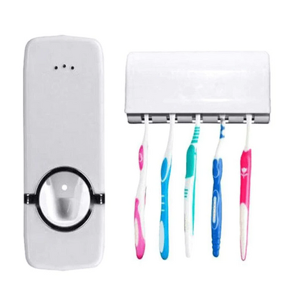 **Automatic Toothpaste Dispenser with Toothbrush Holder – Hands-Free Bathroom Organizer for Easy & Hygienic Use**