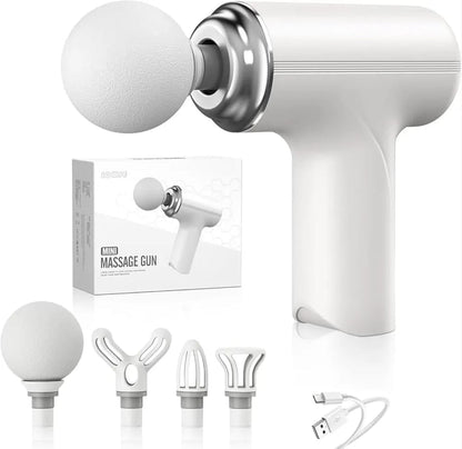 **4-in-1 Rechargeable Massage Gun – Deep Tissue Body Massager with 4 Massage Heads, Type-C Charging & Long-Lasting Battery**
