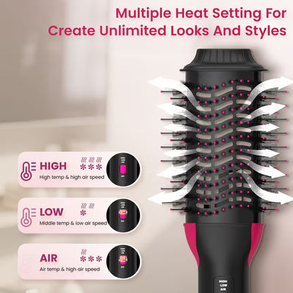 **3-in-1 One-Step Hair Dryer & Volumizer – Hot Air Brush for Hair Drying, Straightening & Curling**