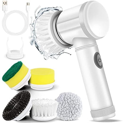 **5-in-1 Electric Cleaning Brush | Cordless Handheld Scrubber for Kitchen, Bathroom & Household Surface Cleaning**
