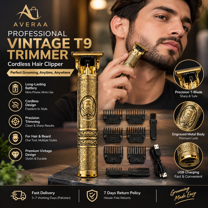 **Professional T9 Hair Trimmer – Cordless Electric Hair Clipper for Men, Beard & Hair Grooming**