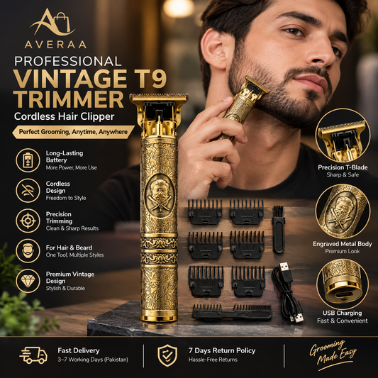 **Professional T9 Hair Trimmer – Cordless Electric Hair Clipper for Men, Beard & Hair Grooming**