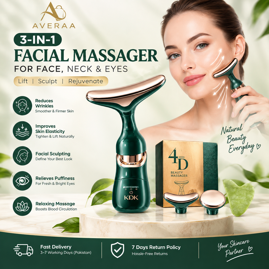 **3-in-1 Facial Massager – Face, Neck & Eye Sculpting Massage Device for Relaxing Beauty Care**