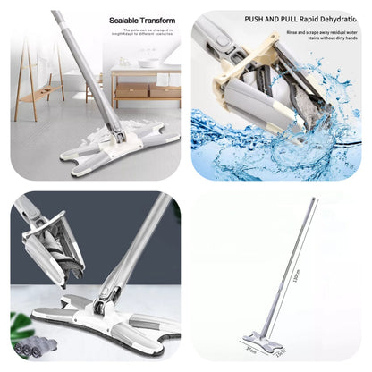 **X-Type Flat Squeeze Mop | Manual Hands-Free Microfiber Mop for Easy Floor Cleaning & Household Maintenance**