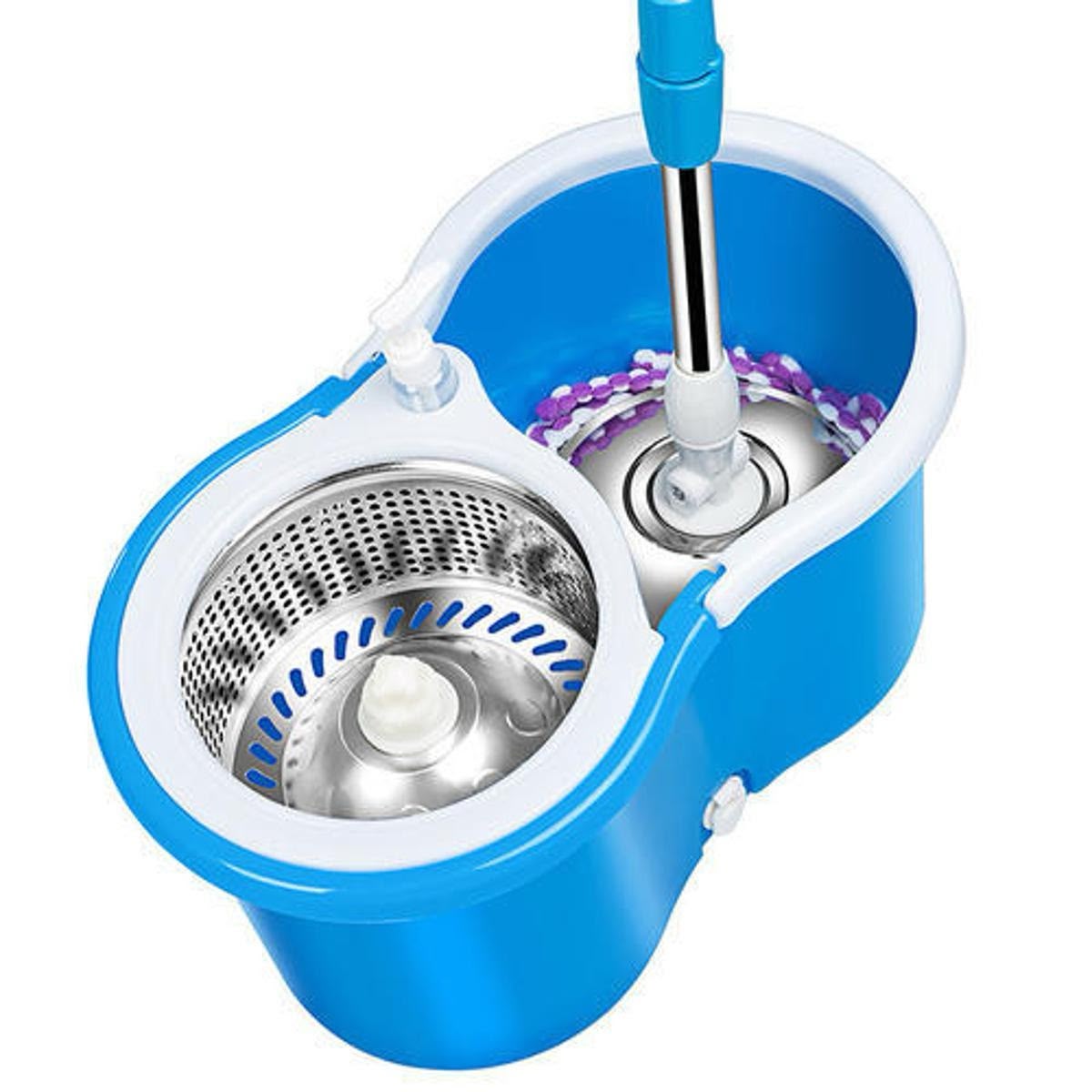 **360° Spin Mop System with Stainless Steel Wringer Bucket | Rotating Microfiber Floor Cleaning Mop for Easy Home Cleaning**
