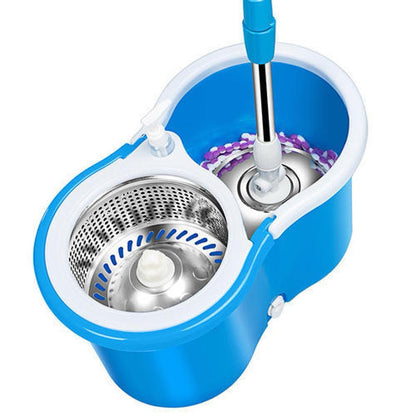 **360° Spin Mop System with Stainless Steel Wringer Bucket | Rotating Microfiber Floor Cleaning Mop for Easy Home Cleaning**